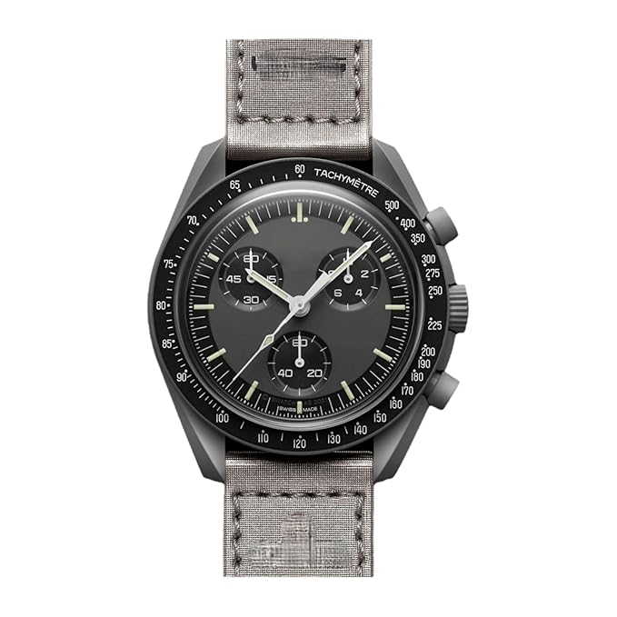 Luxury Grey Chronograph Unisex Watch | Pulsometer Dial | Stylish Nylon Strap | Waterproof Analog Quartz Watch for Men and Woman| Premium Fashion Wristwatch
