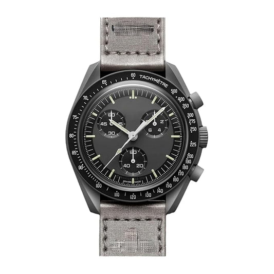 Luxury Grey Chronograph Unisex Watch | Pulsometer Dial | Stylish Nylon Strap | Waterproof Analog Quartz Watch for Men and Woman| Premium Fashion Wristwatch